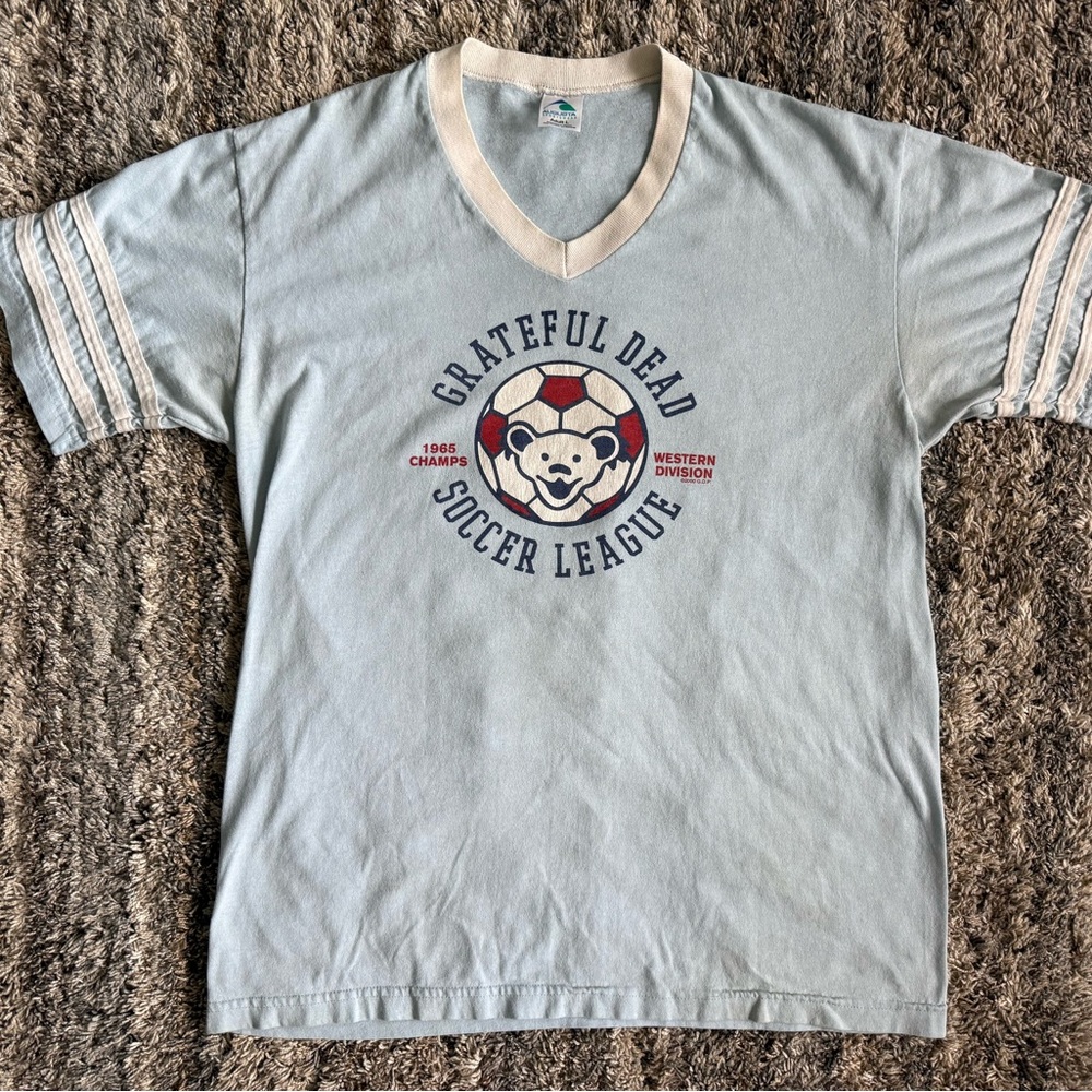 Vintage Style Grateful Dead Soccer League T Shirt Adult L V Neck USA Graphic